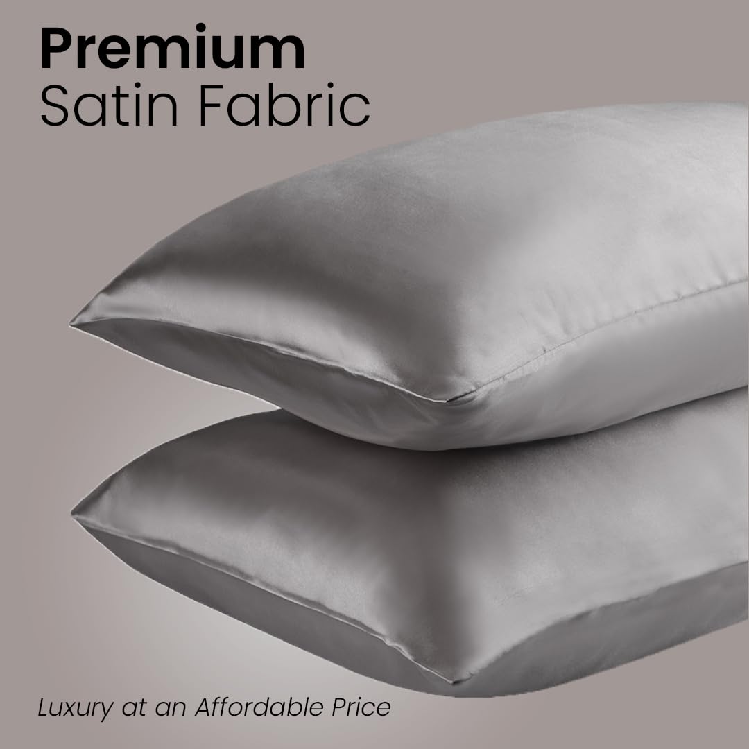 BePlush Satin Pillow Cover - Silver grey stylish design