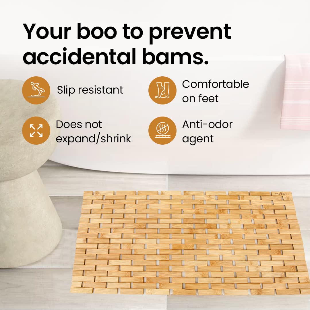 Mush bamboo wooden bath mat - patio area