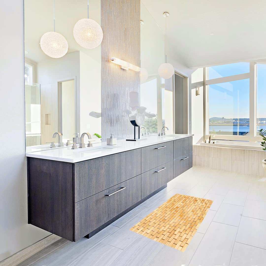 Mush bamboo wooden bath mat - entryway style