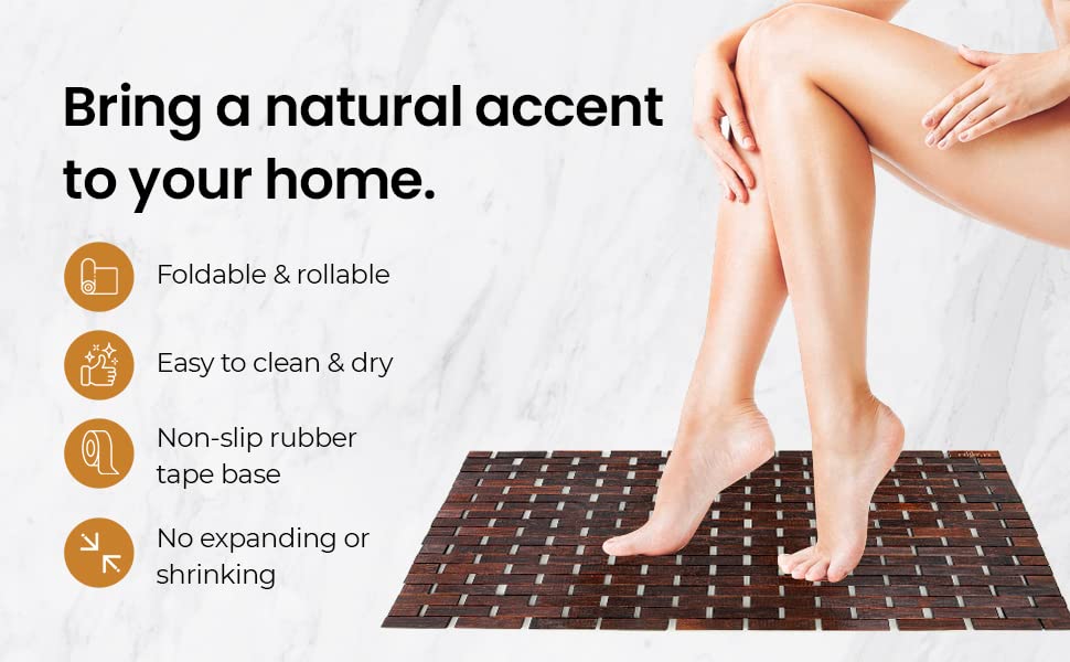 Mush bamboo wooden bath mat - safe and comfortable