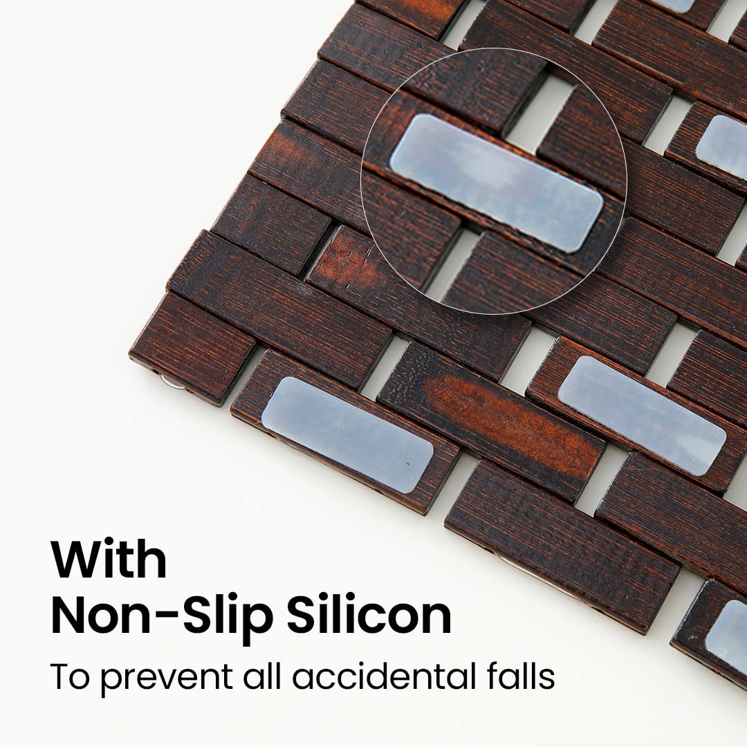 Mush bamboo wooden bath mat - non-slip design