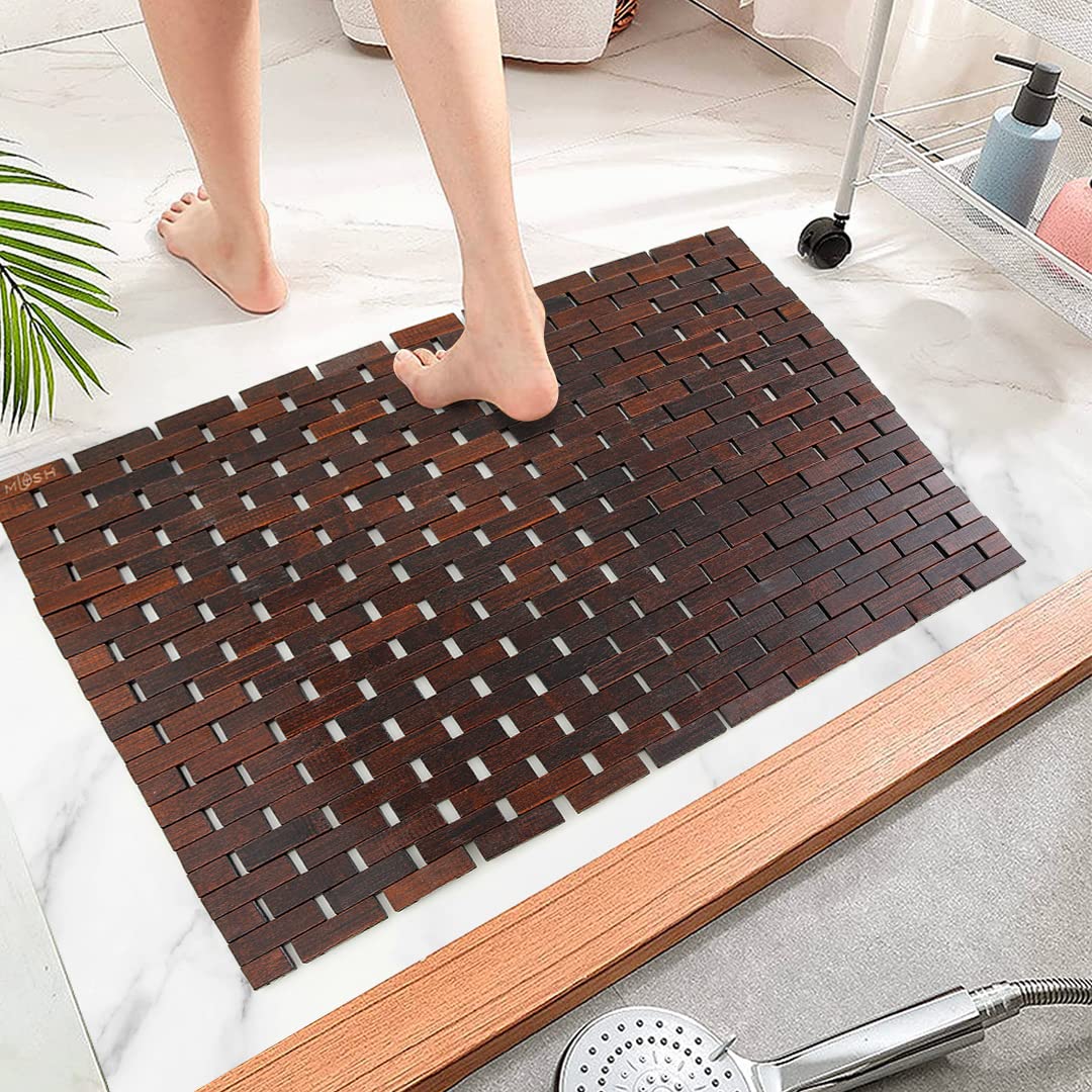 Mush bamboo wooden bath mat - elegant home addition