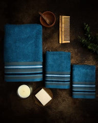 Mush Designer Bamboo Towelset : 1 Bath Towel, 1 Hand Towel, 1 Face Towel |Ultra Soft, Absorbent & Quick Dry Towelset (Emerald Blue, 3 PCS Set)