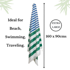 Mush 100% Bamboo Extra Large Towels for Bath || Ultra Soft, Absorbent, Quick Dry, Compact Cabana Styled Bath Towel for Men and Women for Daily Use, Beach, Pool, Gym (Blue & Green, 1)