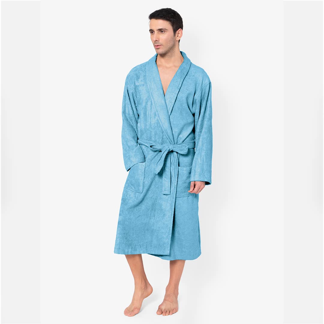 Mush 100% Bamboo Bathrobe for Men / Women (Unisex) S/M,(Pack of 1) (M, Emerald Blue)