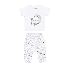 Mush Ultra Soft Bamboo Unisex Tees & Pants Combo Set for New Born Baby/Kids,Pack of 2 (6-12 Months, Marine Life)