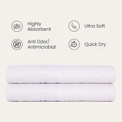BePlush 450 GSM Bamboo Towel | Ultra Soft, Absorbent, & Quick Dry Towels for Gym, Travel (Hand Towel, White, Pack of 2)