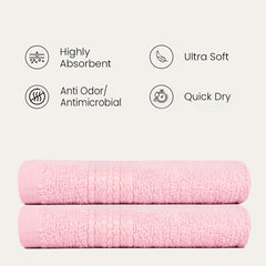 BePlush 450 GSM Bamboo Towel | Ultra Soft, Absorbent, & Quick Dry Towels for Gym, Travel (Hand Towel, Pink, Pack of 2)