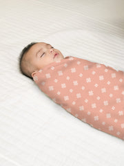 Mush 100% Bamboo Swaddle : Ultra Soft, Breathable, Thermoregulating, Absorbent, Light Weight and Multipurpose Bamboo Wrapper/Baby Bath Towel/Blanket (1, Geo Peach)