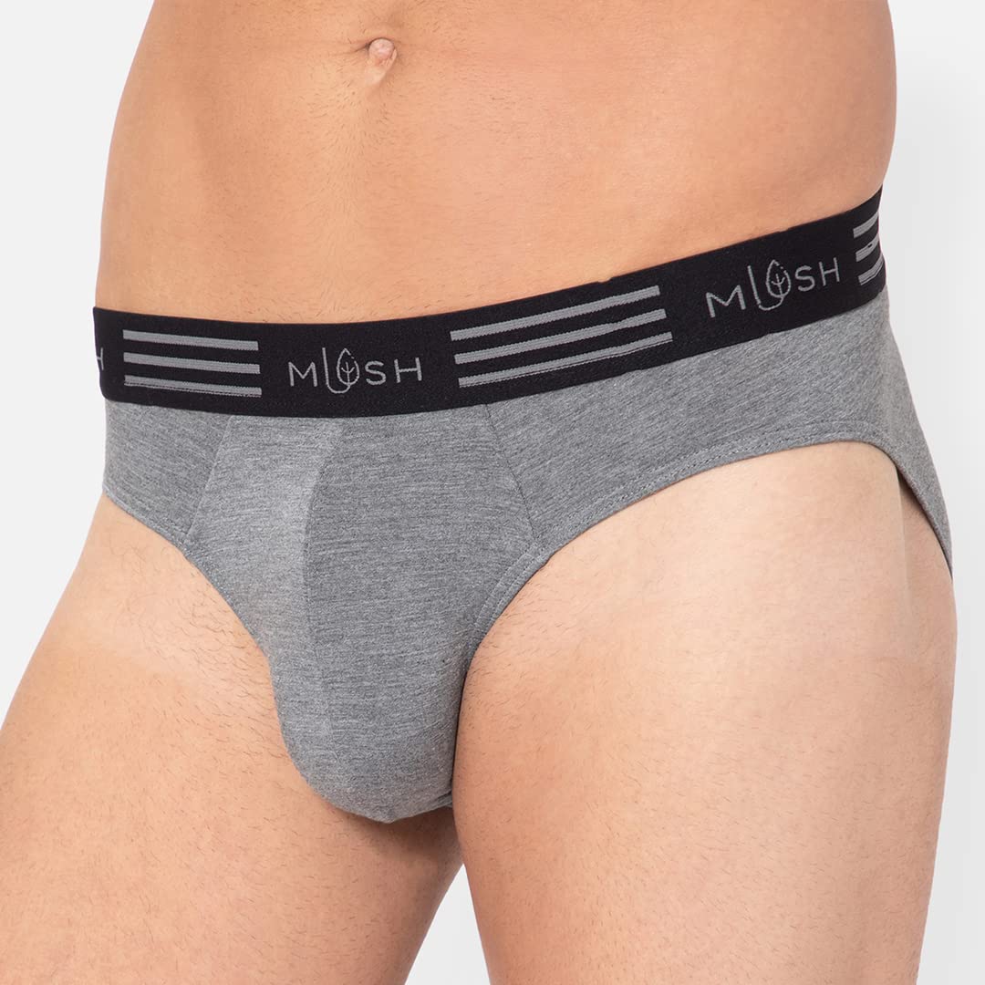 Mush Ultra Soft Bamboo Briefs for Men | Breathable | Anti-Microbial Pack of 1 (S, Melange Grey)