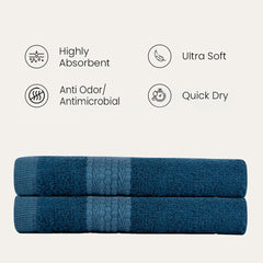 BePlush 450 GSM Bamboo Towel | Ultra Soft, Absorbent, & Quick Dry Towels for Gym, Travel (Hand Towel, Aqua Marine Blue, Pack of 2)
