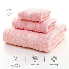 Mush Bamboo Luxurious 3 PieceTowels Set | Ultra Soft, Absorbent and Antimicrobial (Bath Towel, Hand Towel and Face Towel) Perfect as a Valentine Gift for Girlfriend/Wife (Gift Box : Pink)