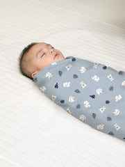 Mush 100% Bamboo Swaddle : Ultra Soft, Breathable, Thermoregulating, Absorbent, Light Weight and Multipurpose Bamboo Wrapper/Baby Bath Towel/Blanket (1, Rabbit Blue)