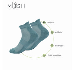Mush Bamboo Fibre Ultra Soft, Anti Odor, Breathable, Anti Blister Ankle Length Socks for Men & Women for Running, Sports & Gym (Pack of 3) (Sea Green)
