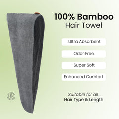 Mush Bamboo Ultra Soft & Absorbent Hair Wrap Turban Towel with Neem Comb for Long/Short Hair Care 500 GSM