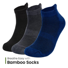Mush Bamboo Ultra Soft, Anti Odor, Breathable, Anti Blister Ankle Socks for Men & Women for Running, Sports & Gym (Black, Dark Grey, Navy,9) Free Size