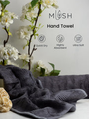 Mush Bamboo Hand Towels Set of 6 | 100% Bamboo | Ultra Soft, Absorbent & Quick Dry Towel for Daily use. Gym, Pool, Travel, Sports and Yoga | 75 X 35 cms | 600 GSM Pack of 6