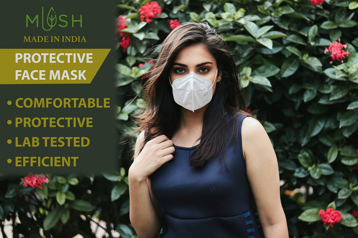 Mush N95 Face Mask : Soft, Reusable 6 layered face mask (Pack of 10). CE, ISO, FDA Certified and NABL, SITRA lab tested