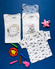 Mush Ultra Soft Bamboo Unisex Tees & Pants Combo Set for New Born Baby/Kids,Pack of 2 (3-6 Month, Marine Life)
