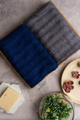 Mush Bamboo Hand Towel Set of 2 | 100% Bamboo | Ultra Soft, Absorbent & Quick Dry Towel for Daily use. Gym, Pool, Travel, Sports and Yoga | 75 X 35 cms | 600 GSM (Navy Blue & Grey)