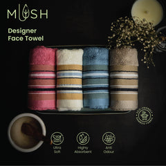 Mush Designer Bamboo Hand Towels |Ultra Soft, Absorbent & Quick Dry Towels for Bath, Spa and Yoga (Pearl White, Hand Towelset of 2),450 GSM