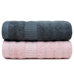 Mush Bamboo Hand Towel Set of 2 | 100% Bamboo | Ultra Soft, Absorbent & Quick Dry Towel for Daily use. Gym, Pool, Travel, Sports and Yoga | 75 X 35 cms | 600 GSM (Pink & Grey)