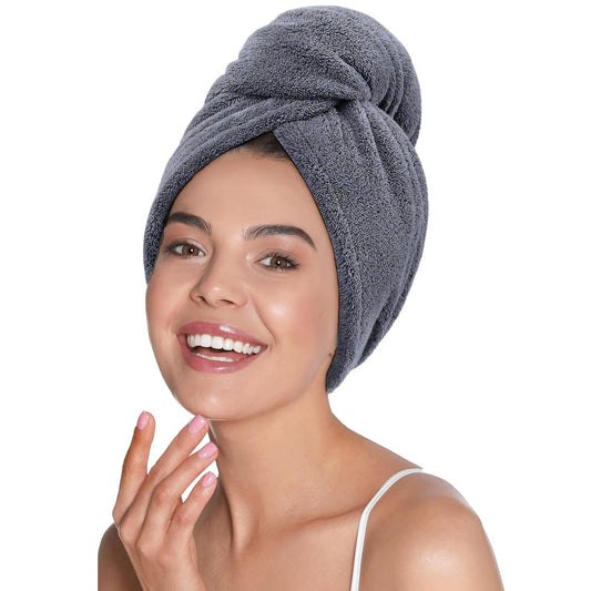 Mush Bamboo Ultra Soft & Absorbent Hair Wrap Turban Towel with Neem Comb for Long/Short Hair Care 500 GSM