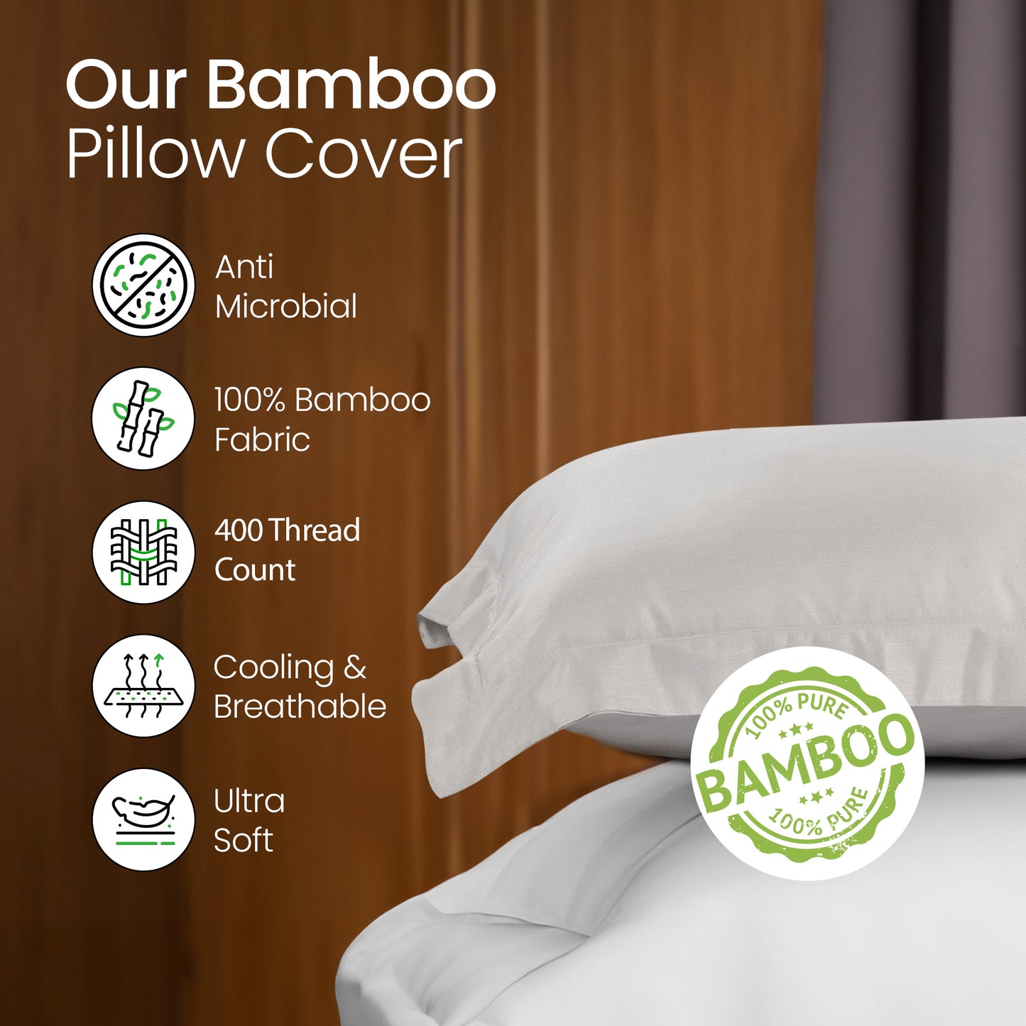 Mush Bamboo Pillow Cover Set - Hypoallergenic for Sensitive Skin