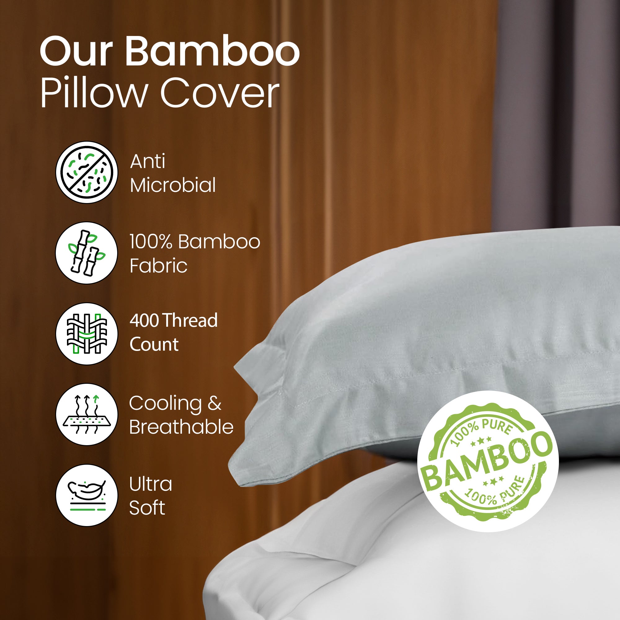 Mush bamboo pillow cover set - cooling comfort
