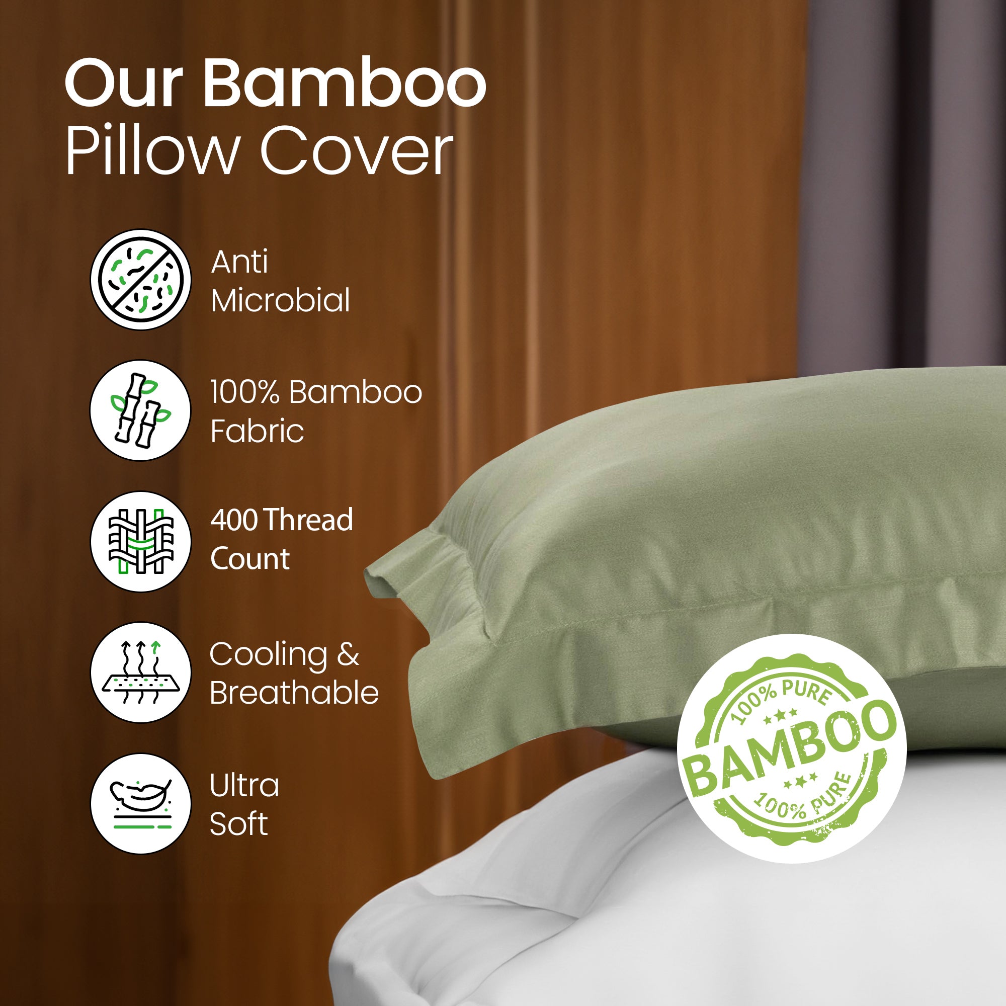Mush bamboo pillow cover - ideal for hot sleepers