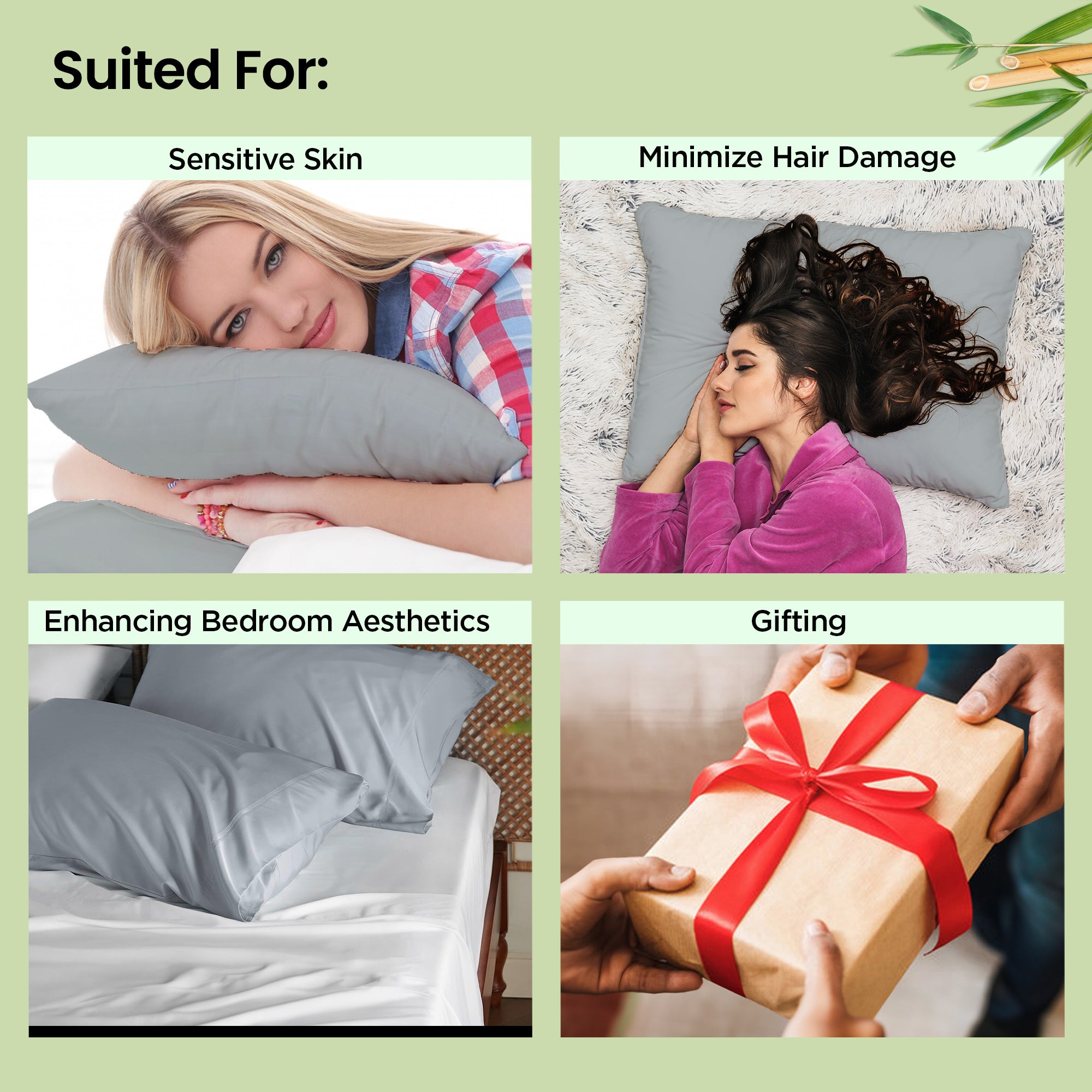Mush bamboo pillow cover set - hair care