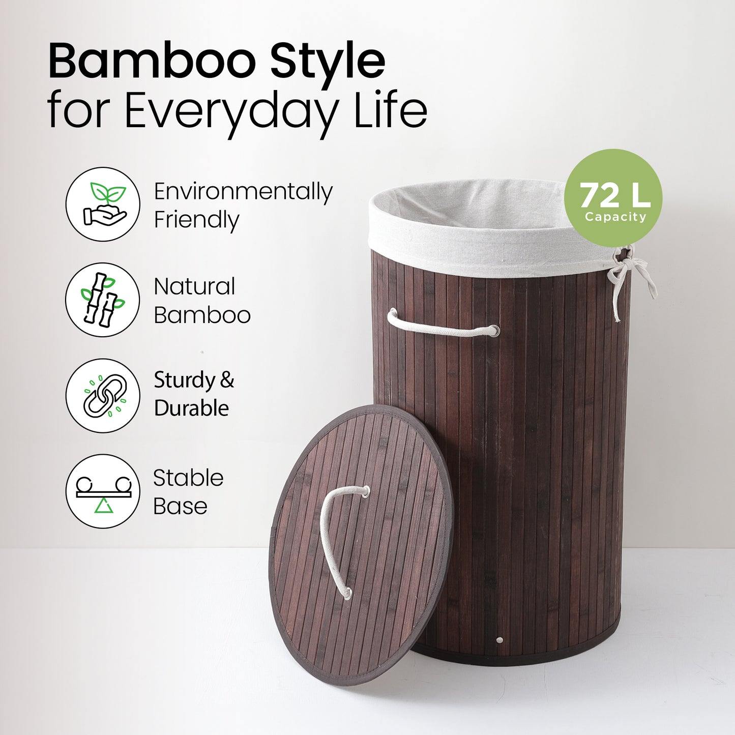Mush bamboo laundry basket - stylish home decor