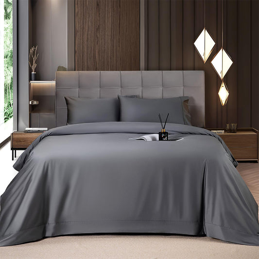 Mush 100% Bamboo Bedsheet for King Size Bed with 2 Pillow Covers | 400 TC Luxuriously Soft, Breathable and Naturally Anti Microbial Thermoregulating Bed Sheet | Pack of 1, Charcoal Grey
