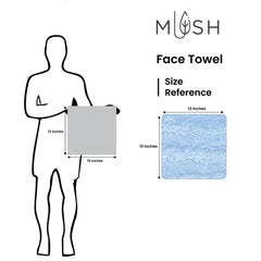 Mush 100% Bamboo Face Towel | Ultra Soft, Absorbent, & Quick Dry Towels for Facewash, Gym, Travel | Suitable for Sensitive/Acne Prone Skin | 13 x 13 Inches | 500 GSM Pack of 3