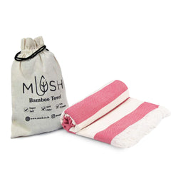 Mush Bamboo Turkish Towel | 100% Bamboo |Ultra Soft, Absorbent & Quick Dry Towel for Bath, Beach, Pool, Travel, Spa and Yoga | 29 x 59 Inches (Red Stripes)