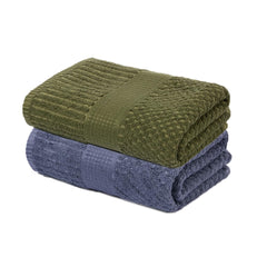 Mush Hearth & Haven Bamboo Towels for Bath Large Size | 450 GSM Bamboo Bath Towel for Men & Women | Soft, Highly Absorbent & Quick Dry | Pack of 2, 70 X 140 cms (Moon Grey & Moss Green)