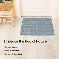 Mush Bamboo Wooden Rectangular Door Mat | Floor Mat | Non-Slip Quick Drying Mat for Home, Office | Anti Slip Silicone Pads |Medium Size (40x60cm) | Pack of 1, Grey