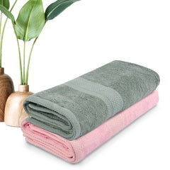 BePlush Bamboo Towels for Bath | Ultra Soft, Highly Absorbent, Quick Dry, Anti Bacterial Bamboo Bath Towel for Men & Women || 450 GSM, 27 x 55 Inches (2, Olive Green & Aqua Marine Blue)