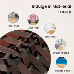 Mush Bamboo Wooden Rectangular Door Mat | Floor Mat | Non-Slip Quick Drying Mat for Home, Office | Anti Slip Silicone Pads |Medium Size (40x60cm) | Pack of 1, Dark Brown