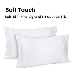 Mush Bamboo Pillow Cover Set of 2 | 100% Bamboo Pillow Cover for Hair and Skin | Breathable, Silky Soft and Cooling Envelope Pillowcases for Hot Sleepers & Night Sweats | (White, 17"x27")