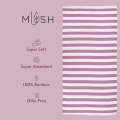 Mush Bamboo Turkish Towel | 100% Bamboo |Ultra Soft, Absorbent & Quick Dry Towel for Bath, Beach, Pool, Travel, Spa and Yoga | 29 x 59 Inches (Purple Stripes)