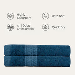 BePlush Bamboo Towels for Bath | Ultra Soft, Highly Absorbent, Quick Dry, Anti Bacterial Bamboo Bath Towel for Men & Women || 450 GSM, 27 x 55 Inches (4, Sky Blue & Aqua Marine Blue)