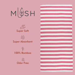 Mush Bamboo Turkish Towel | 100% Bamboo |Ultra Soft, Absorbent & Quick Dry Towel for Bath, Beach, Pool, Travel, Spa and Yoga | 29 x 59 Inches (Red Stripes)