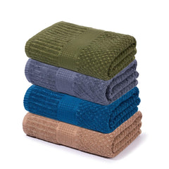 Mush Hearth & Haven Bamboo Towels for Bath Large Size | 450 GSM Bamboo Bath Towel for Men & Women | Soft, Highly Absorbent & Quick Dry | Pack of 4, 70 X 140 cms (Assorted 4)