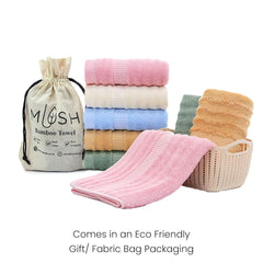 Mush Bamboo 3 PieceTowels Set | Ultra Soft, Absorbent and Antimicrobial 600 GSM (Bath Towel, Hand Towel and Face Towel) Perfect for Daily Use and Gifting (Pink)