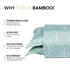 Mush 100% Bamboo Printed King Size Bed Sheet 108x108 inches | 300TC Bedsheet for Double bed | Ultra Soft, Naturally Anti Microbial & Cooling Double Bed Luxury Sheets | Pack of 1, Ocean Breeze