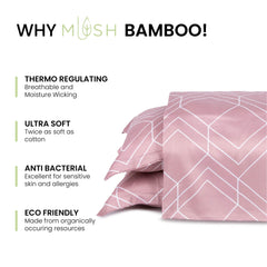 Mush 100% Bamboo Printed King Size Bed Sheet 108x108 inches | 300TC Bedsheet for Double bed | Ultra Soft, Naturally Anti Microbial & Cooling Double Bed Luxury Sheets | Pack of 1, Soft Lavender