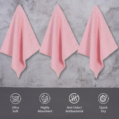 BePlush 450 GSM Bamboo Towel | Ultra Soft, Absorbent, & Quick Dry Towels for Gym, Travel (Face Towel, Pink, Pack of 6)