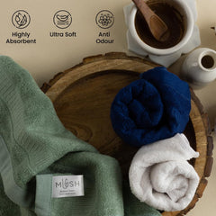 Mush 100% Bamboo Face Towel | Ultra Soft, Absorbent, & Quick Dry Towels for Facewash, Gym, Travel | Suitable for Sensitive/Acne Prone Skin | 13 x 13 Inches | 500 GSM Pack of 3