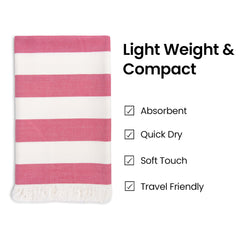 Mush Bamboo Turkish Towel | 100% Bamboo |Ultra Soft, Absorbent & Quick Dry Towel for Bath, Beach, Pool, Travel, Spa and Yoga | 29 x 59 Inches (Red Stripes)